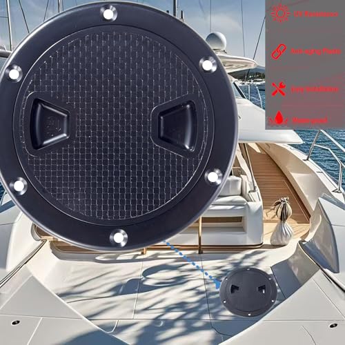 4-Inch Circular Non-Slip Boat Hatch Deck Plate - 2 Pack, Black