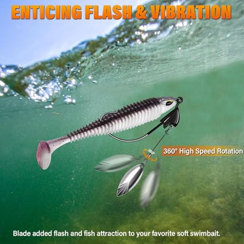Dovesun Weighted Swimbait Hooks 3/0, 1/5oz Underspin Fishing Hooks, 10pcs