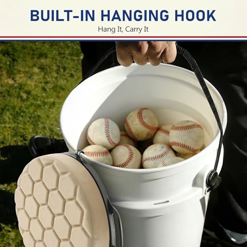 Tan 5 Gallon Bucket Seat for Yeti Loadout with 3-Inch Foam, Swivel & Hook