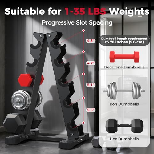 Compact A-Frame Dumbbell Rack - 5 Tier, 480LB Capacity