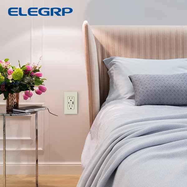 USB Wall Charger Outlet with A & C Ports - 15A Tamper Resistant, UL Listed, 6 Pack, Light Almond
