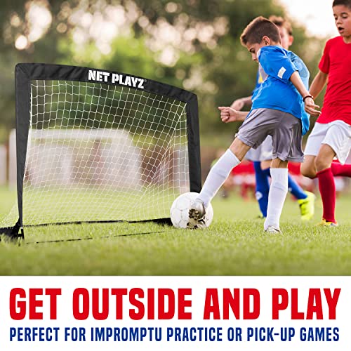 Portable Soccer Goal Set - 4ft x 3ft Fold-Up Training Goals - Set of 2