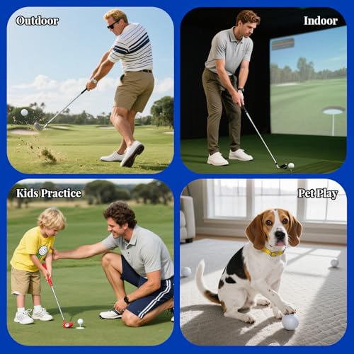 White 20 Pack 41mm Foam Golf Balls with Tees – Limited Flight Realistic Feel Indoor/Outdoor Practice