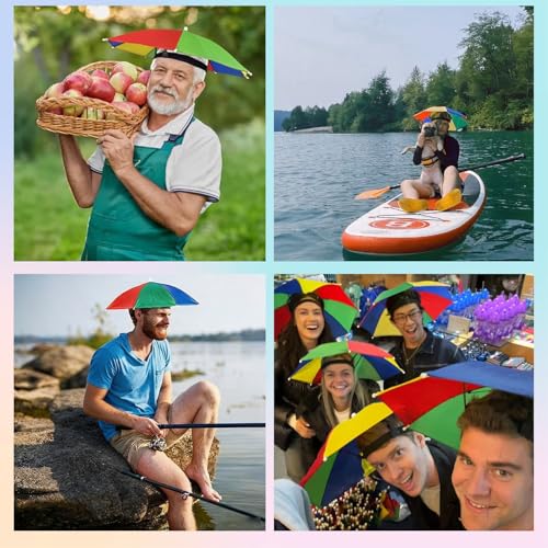 Adjustable Umbrella Hat - 2 Pack Colorful Watermelon Red