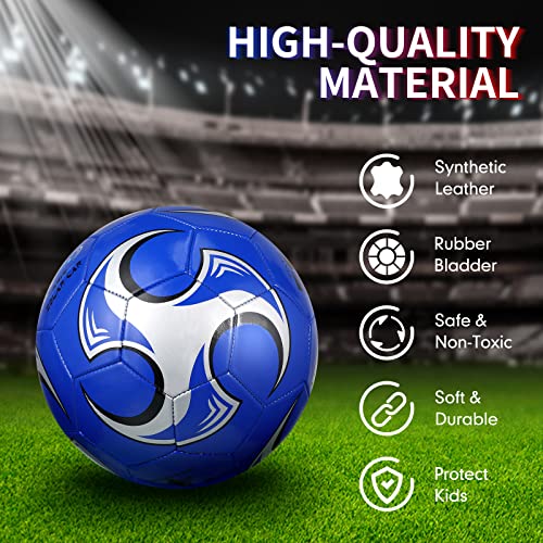 HyDren Size 5 Soccer Balls, 4 Pack with Pump – 8.7in Official Ball, Multicolor