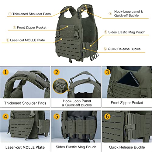 Tactical Airsoft Molle Camouflage Combat Training Vest - Ranger Green