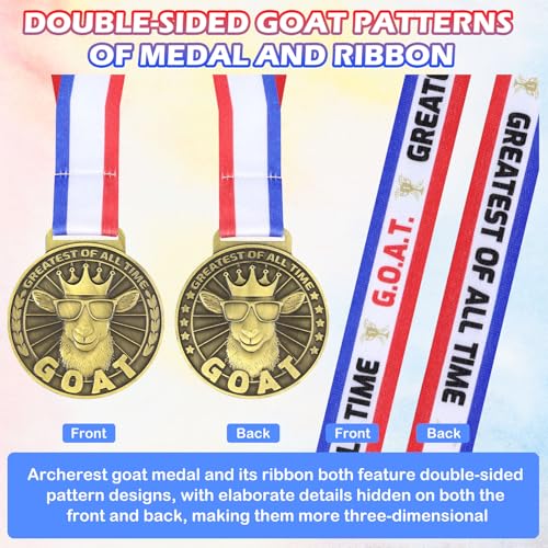 GOAT Medals Set - 6 Pcs Double-Sided 2 Inch Light Bronze