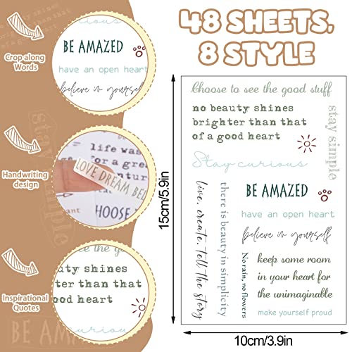 Colorful Inspirational Quote Stickers for Scrapbooking - 48 Sheets