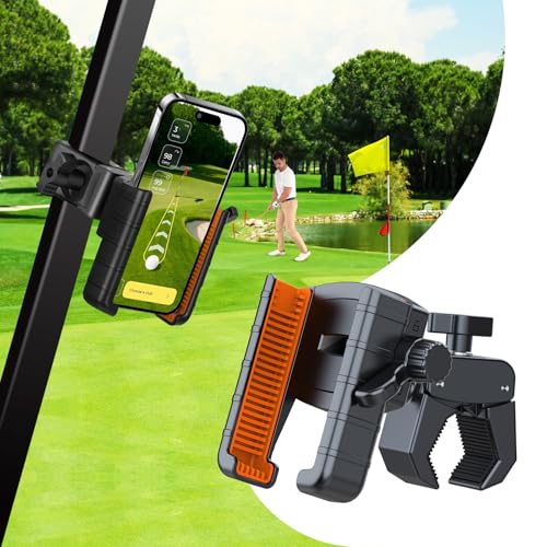 Golf Cart Phone Holder with 360° Rotation and Quick-Release Clamp