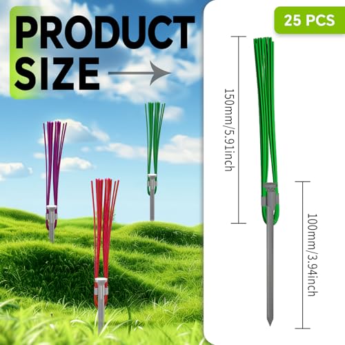 Ground Marking Whiskers with Metal Stakes - 25 Pack Green