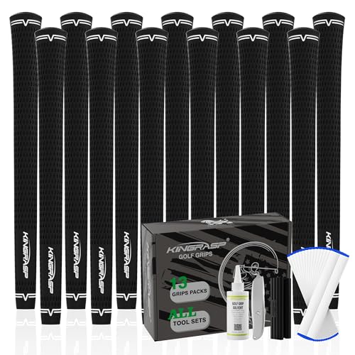 Rubber Golf Club Grips Kit - Standard/Midsize/Oversize (13 Grips, Black)