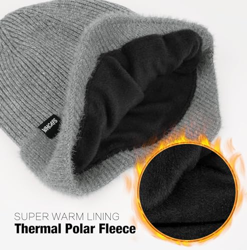 Wmcaps Navy Blue Winter Fleece-Lined Beanie with Earflaps for Men & Women Outdoor