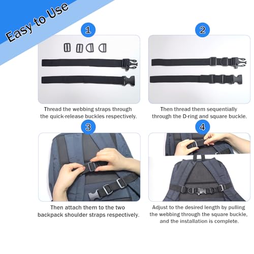 Adjustable Sternum Straps for Backpacks - 2 Pack