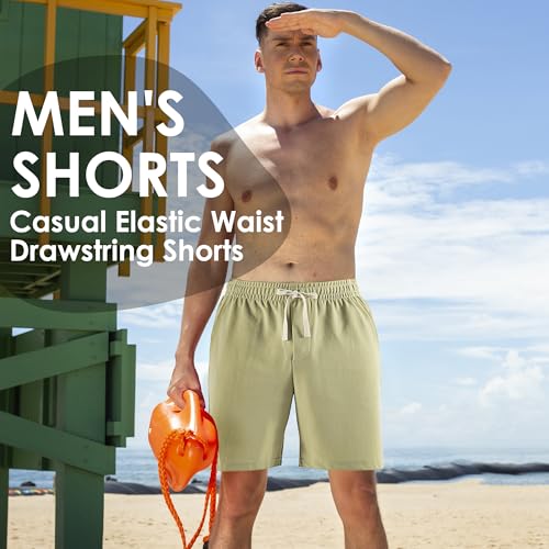 Mens Casual Athletic Shorts with Pockets - Light Gray, Medium