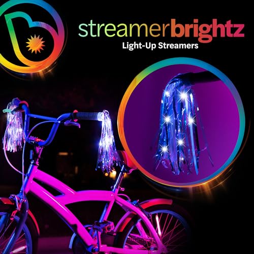 Brightz Rainbow LED Light Up Bike Streamers - 2-Pack Kids Bicycle & Scooter Accessories