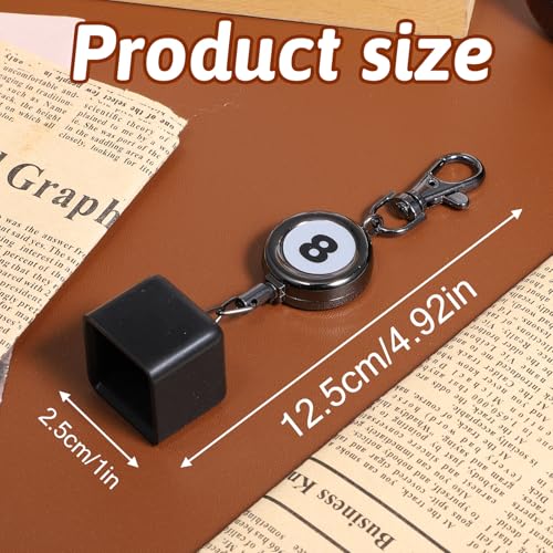 Billiard Cue Chalk Holder with Retractable Key Ring - Black