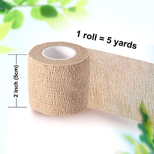 Self-Adhesive Bandage Wrap - 2 Inch Cohesive Vet Tape for Sports & Pets