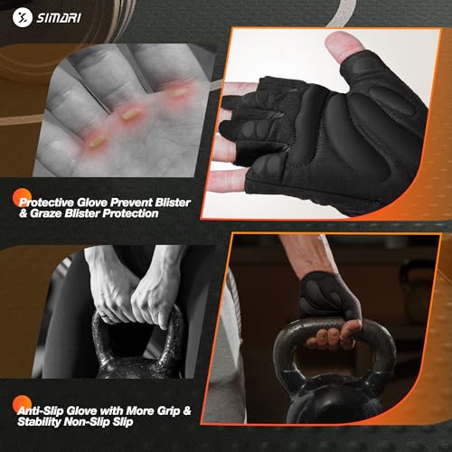 SIMARI Iron Black Large Breathable Padded Weight Lifting Gloves – Full Palm Protection
