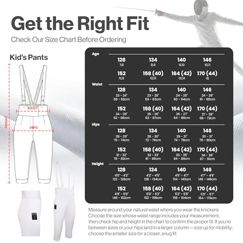 Kids Fencing Pants 350N - Breathable Lightweight Knickers - Right Hand