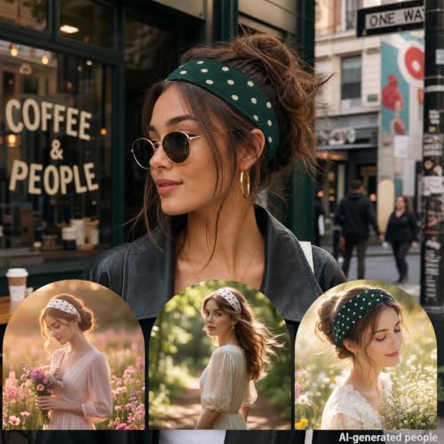 VANRUID 8PCS Polka Dot Summer Elastic Non-Slip Hair Headbands for Women