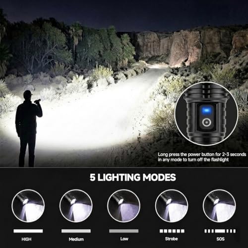 Rechargeable LED Flashlights 99,000 Lumens 3-Pack, Waterproof, 15-Hour Runtime