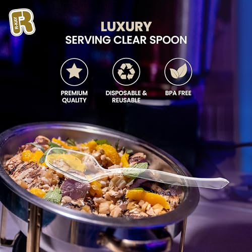 Heavy Duty Clear Plastic Serving Spoons - 8.5 Inch, 12 Pack
