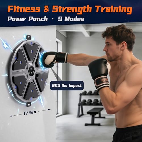 NIBBaNACAL 17.5" Large Gray Boxing Machine with Black Gloves - Smart Boxing Game