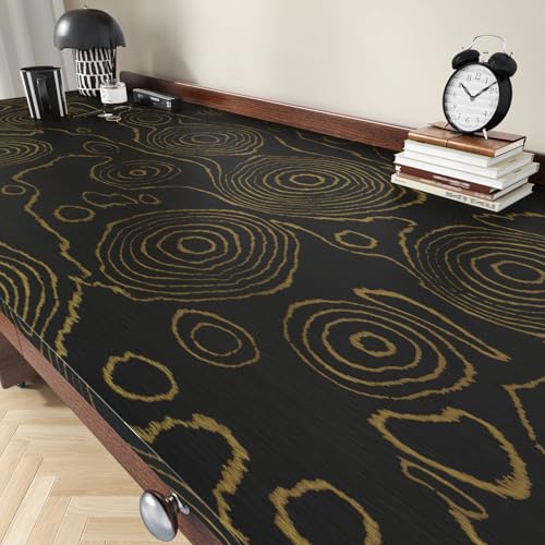 WESTICK Black/Gold Wood Contact Paper for Counter Top Peel and Stick Waterproof Wood Wallpaper Self Adhesive Vintage Wooden Grain Contact Paper for Countertops Kitchen Cabinets and Drawers 15.8" x 80"