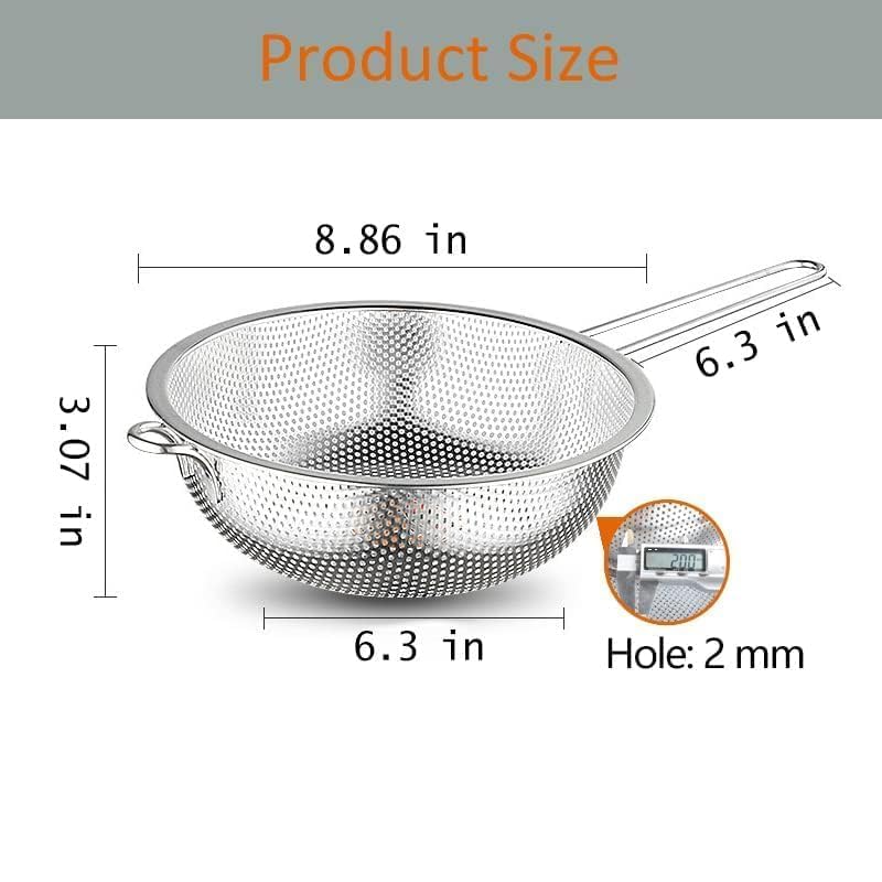Stainless Steel Colander with Handle - Kitchen Strainer for Pasta & Vegetables