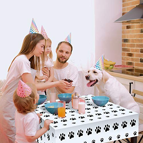 Dog Paw Print Tablecloth Set - 2 Pcs Black, 108 x 54 Inch