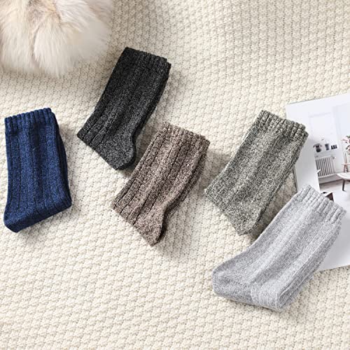 Women's Wool Crew Socks - Warm Winter Hiking Boot Socks, 5 Pairs Stripes