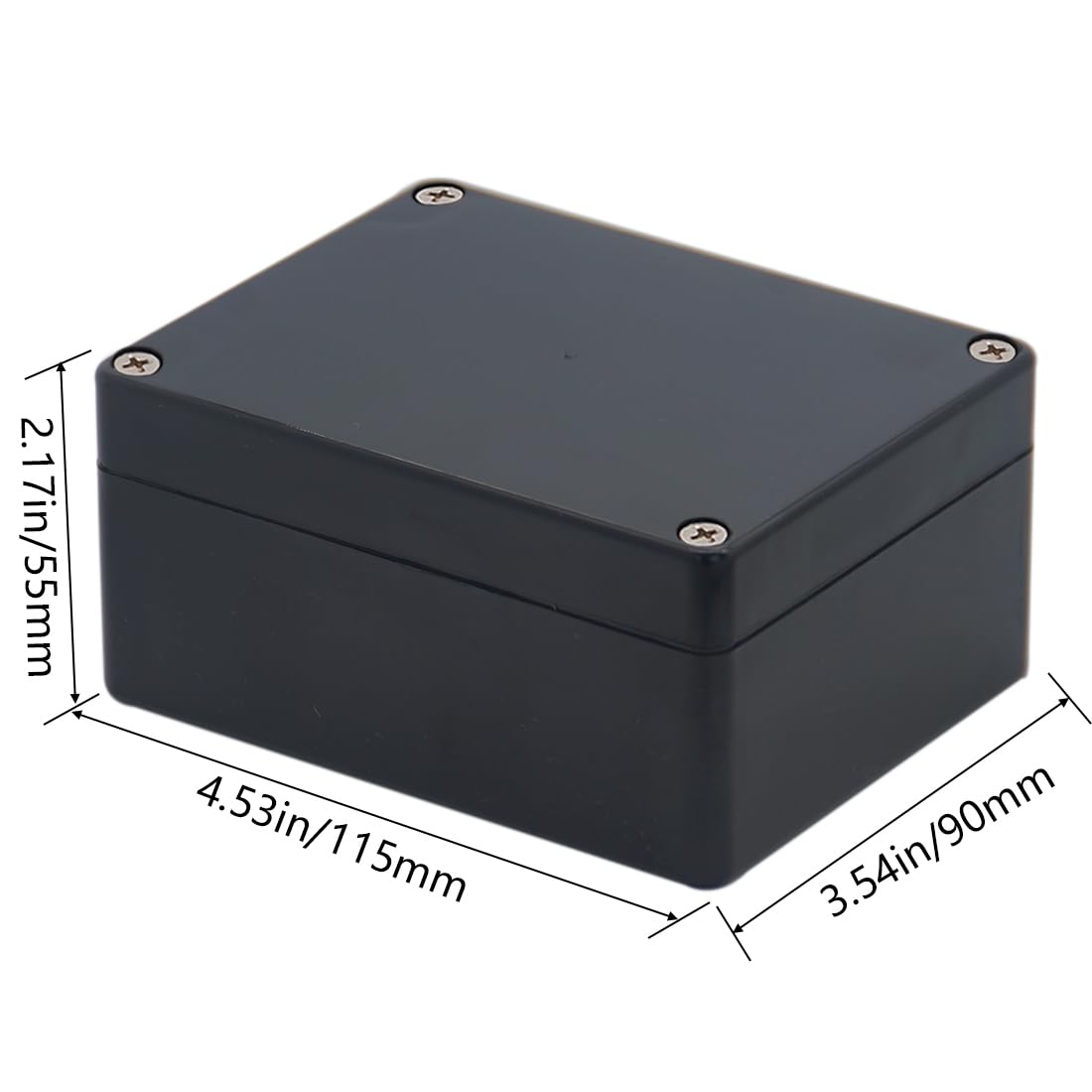 Otdorpatio Project Box IP65 Waterproof Junction Box ABS Plastic Black Electrical Boxes DIY Electronic Project Case Power Enclosure 4.53x3.54x2.17 inch (115 x 90 x 55 mm)