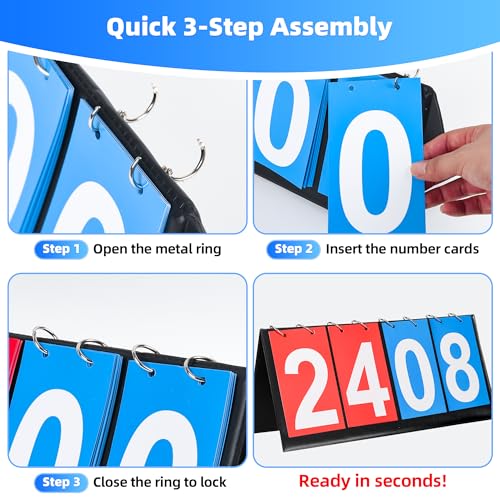 4-Digit Portable Flip Scoreboard for Multi-Sport Games