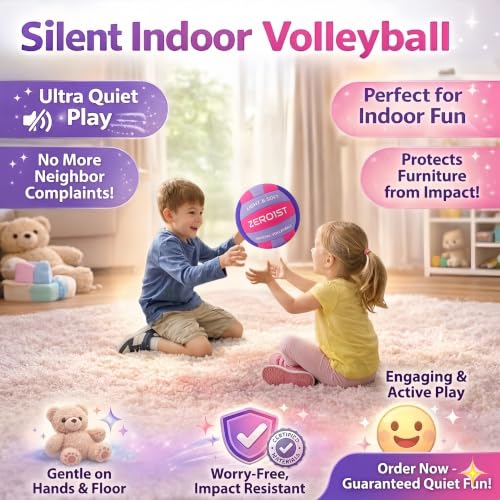 ZERO1ST Kids Soft Silent Size 5 Indoor Volleyball - Purple/Pink