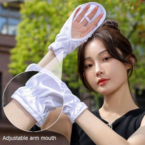 UV Protection Fingerless Gloves for Women - White & Black