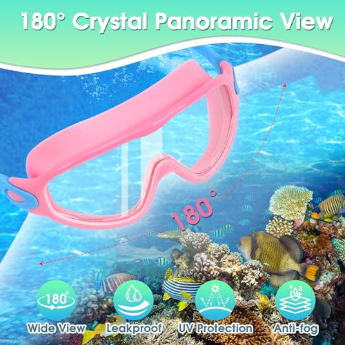 Kids Swimming Goggles Anti-Fog Toddler & Kids 3-15 Pink & Yellow Green 2 Pack