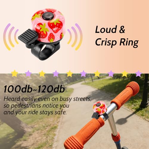 Crisp Sound Bicycle Bell for Handlebars - Strawberry