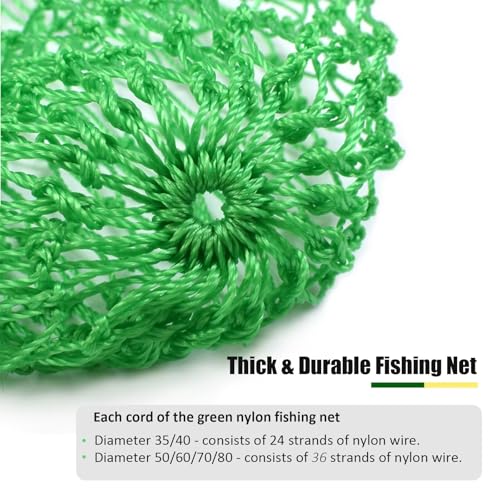 Fishing Net Replacement - Foldable Nylon Landing Net 13.78" Dia - Green
