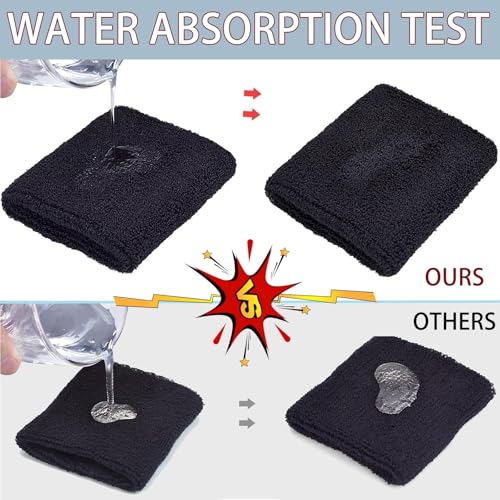 Tennis Wrist Sweatbands - Cotton Terry Cloths, Grey, 2.36x2.36in