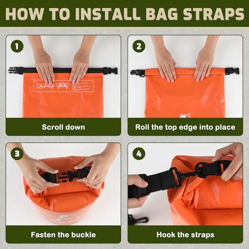 NVAAV Orange 10L Bear Food Bag Hanging Kit – Waterproof 500D PVC, Includes Rope, Carabiners & Bell