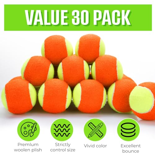 Foilswirl 30 Pack Low Compression Tennis Balls for Beginners & Practice