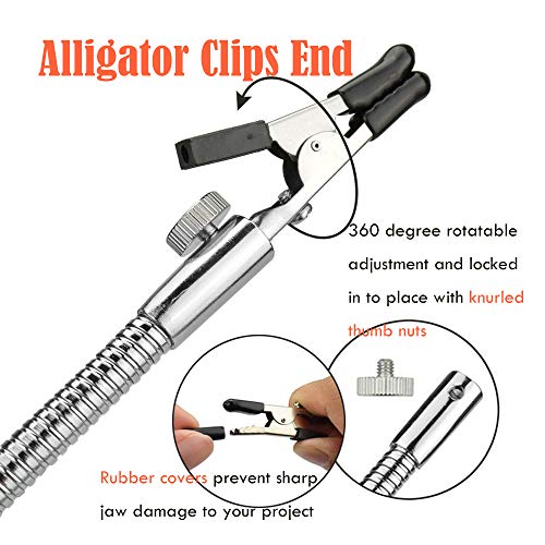 Toolour Helping Hands Soldering Third Hand Tool Tabletop Clamp Base with 2 Nickel Plated Flexible Arms and Rotatable Alligator Clips for Electronics Repair Assembly Jewelry DIY Arts Craft Hobby