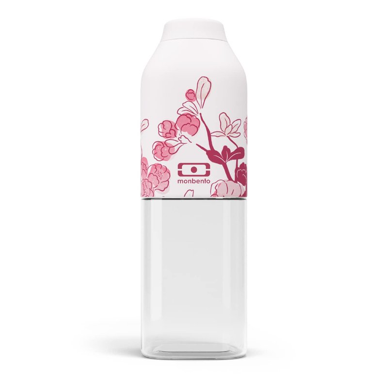 monbento - Clear Reusable Water Bottle MB Positive M graphic Magnolia - 17 floz Compact, Leakproof BPA Free Water Bottle Perfect for Work, Travel, Sport, Picnic - - Pink Flowers