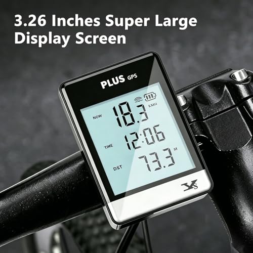 Wireless GPS Bike Computer - 3.26" Large Screen, IPX6 Waterproof