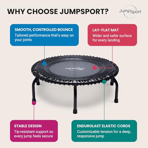 39-Inch Fitness Trampoline - Indoor Rebounder, 300 lb Capacity - Matte Black