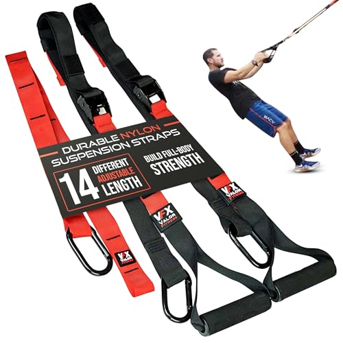 Full Body Suspension Training Straps - 14 Adjustable Lengths, Portable