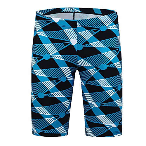 Boys Swim Jammers - Youth Swim Trunks UPF50+ - Large Blue Printed
