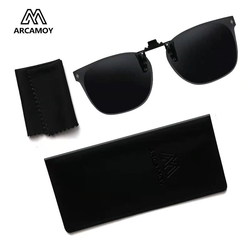 ARCAMOY Clip on Sunglasses Over Prescription Glasses Polarized Anti Glare Flip Up UV Protection Glasses For Men Women