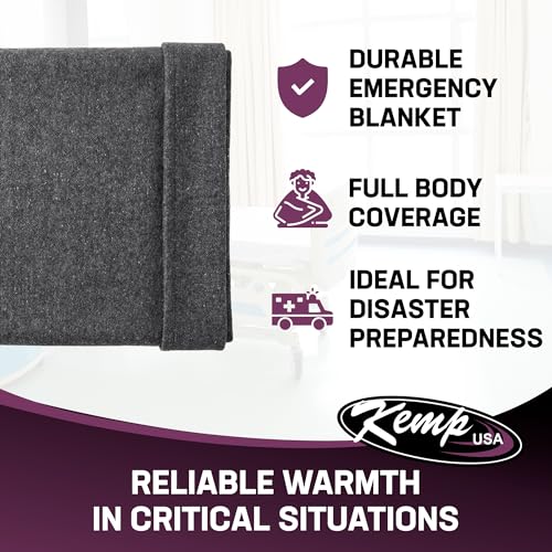 Kemp USA Emergency Relief Blanket Gray 60x84 Inch for Disaster & Outdoor Use