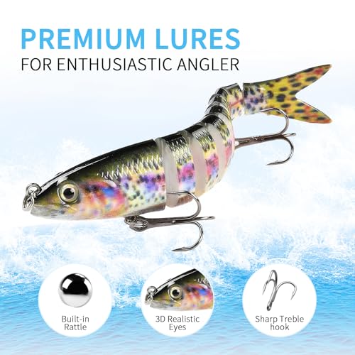 6 Pcs Fishing Lure Set with Hard Plastic Tackle Box for Saltwater & Freshwater Bass Trout